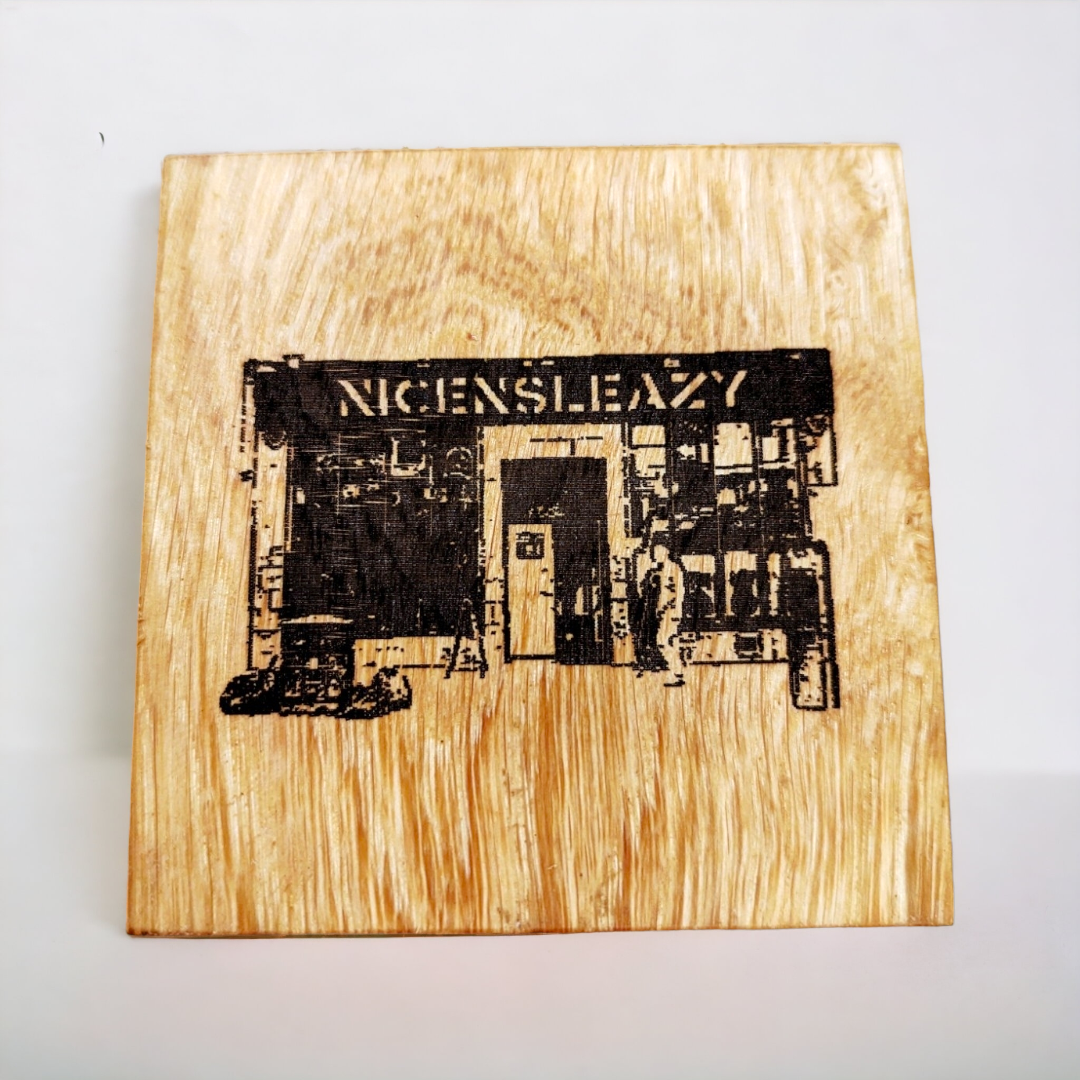 Scottish Sustainable Oak Coaster Set - Glasgow Gigs