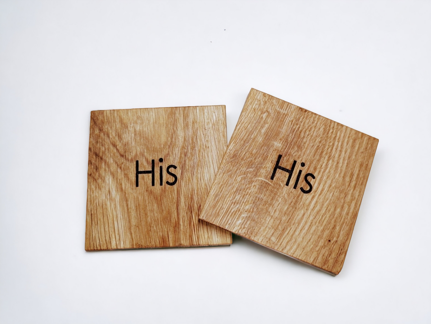 Scottish Sustainable Oak Coaster Set: His & Hers design