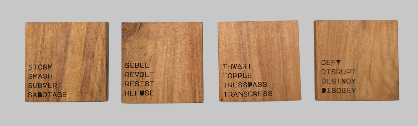 Scottish Hardwood Coaster Set - Resist & Rebel