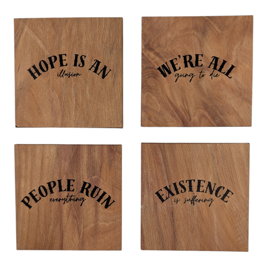 Scottish Hardwood Coaster Set - Nihilism