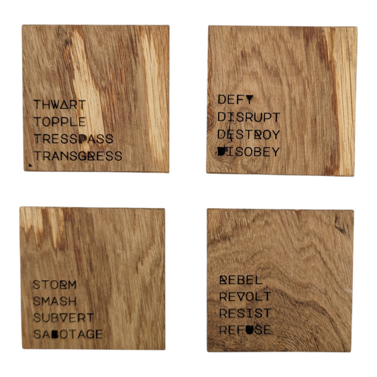 Scottish Hardwood Coaster Set - Resist & Rebel