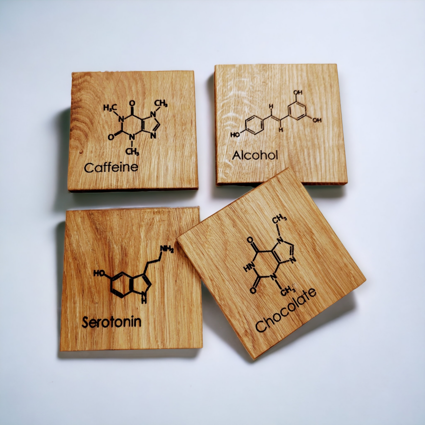 Scottish sustainable oak coaster set - molecules