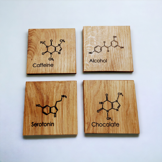 Scottish sustainable oak coaster set - molecules