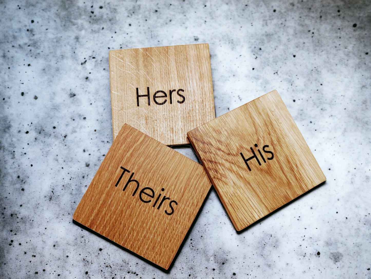 Scottish Sustainable Oak Coaster Set: His & Hers design