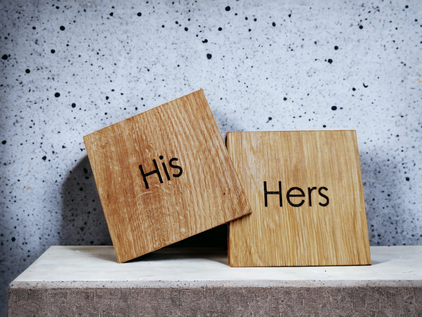 Scottish Sustainable Oak Coaster Set: His & Hers design