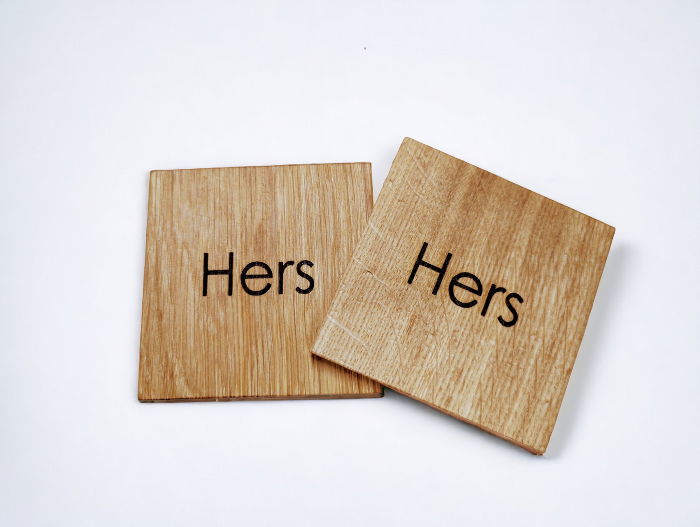 Scottish Sustainable Oak Coaster Set: His & Hers design